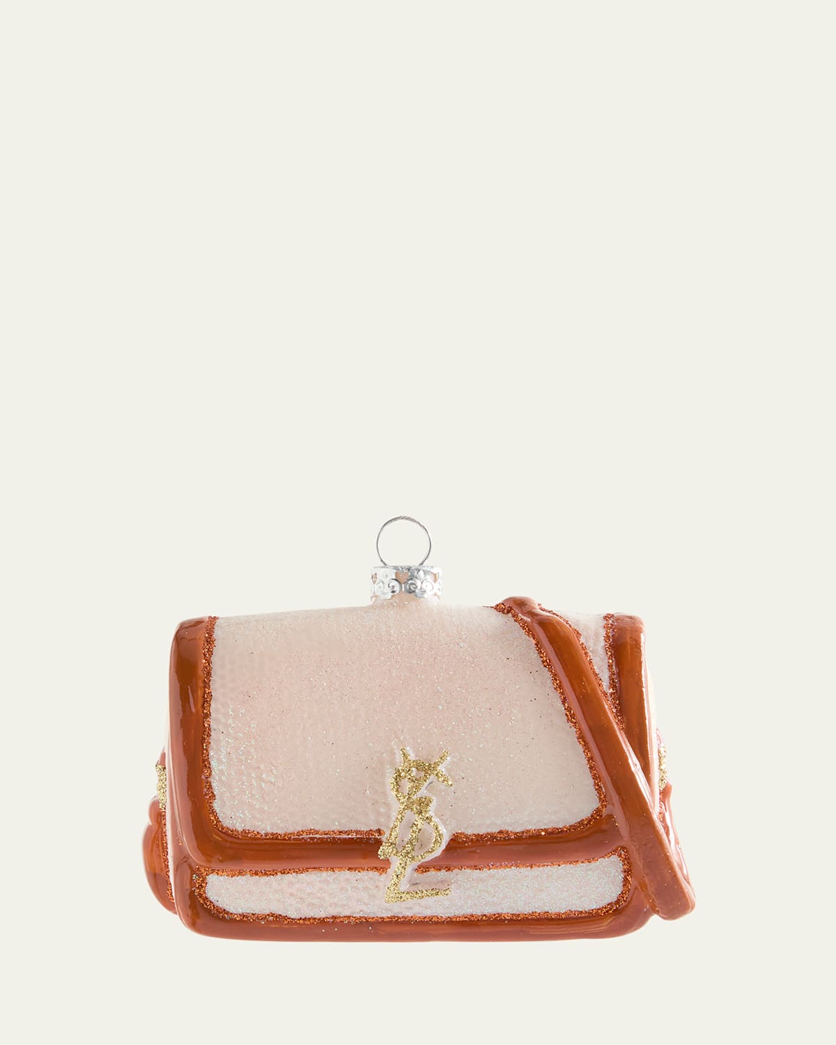 Cody Foster & Co Bag With Leather Trim Christmas Ornament In Neutral