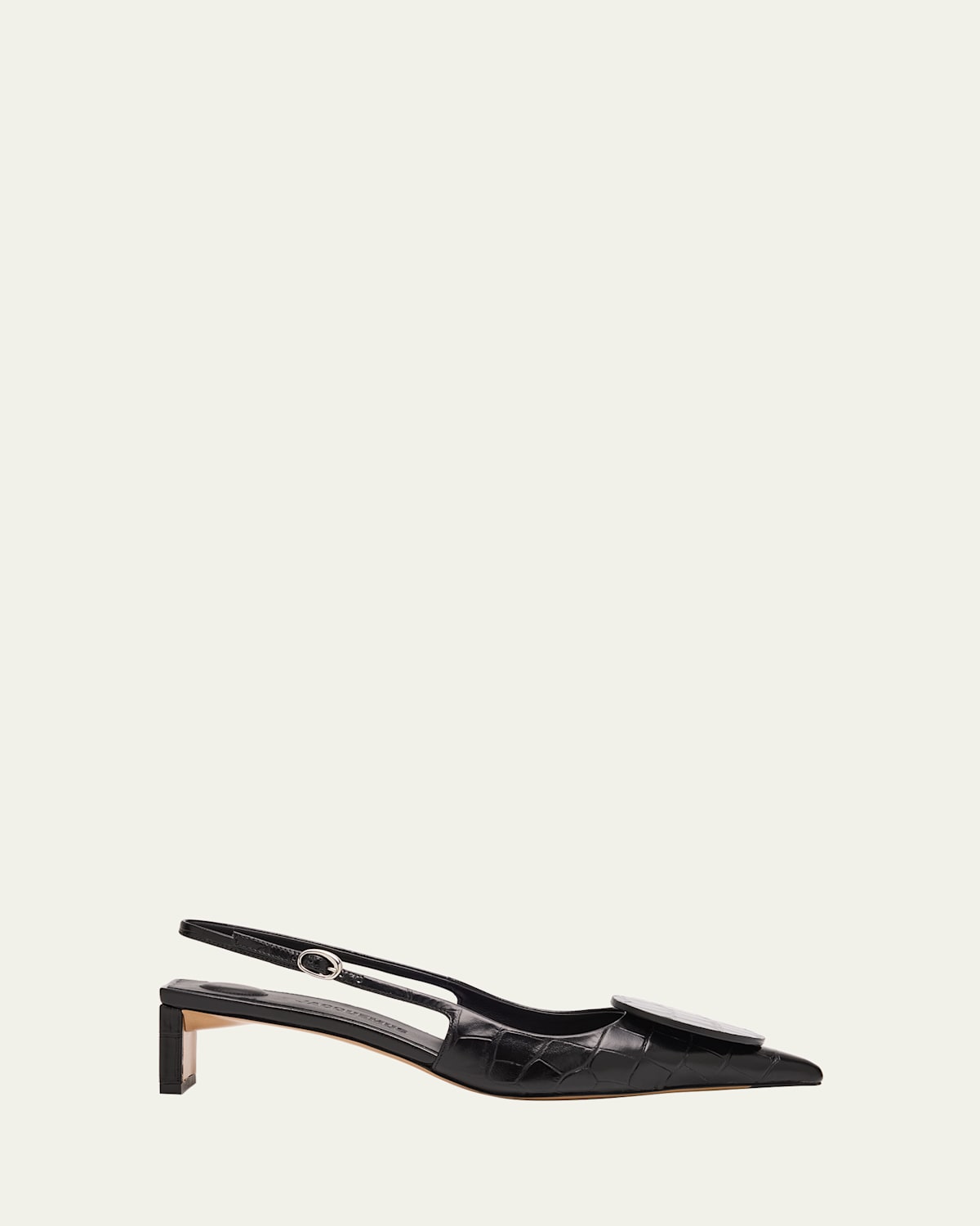 Jacquemus Les Slingbacks Croc-embossed Leather Pumps In Black