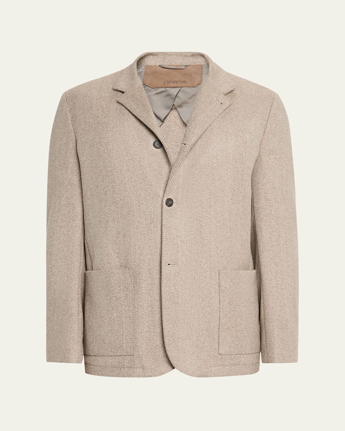 Fioroni Men's Cashmere Herringbone Voyager Jacket In Neutral