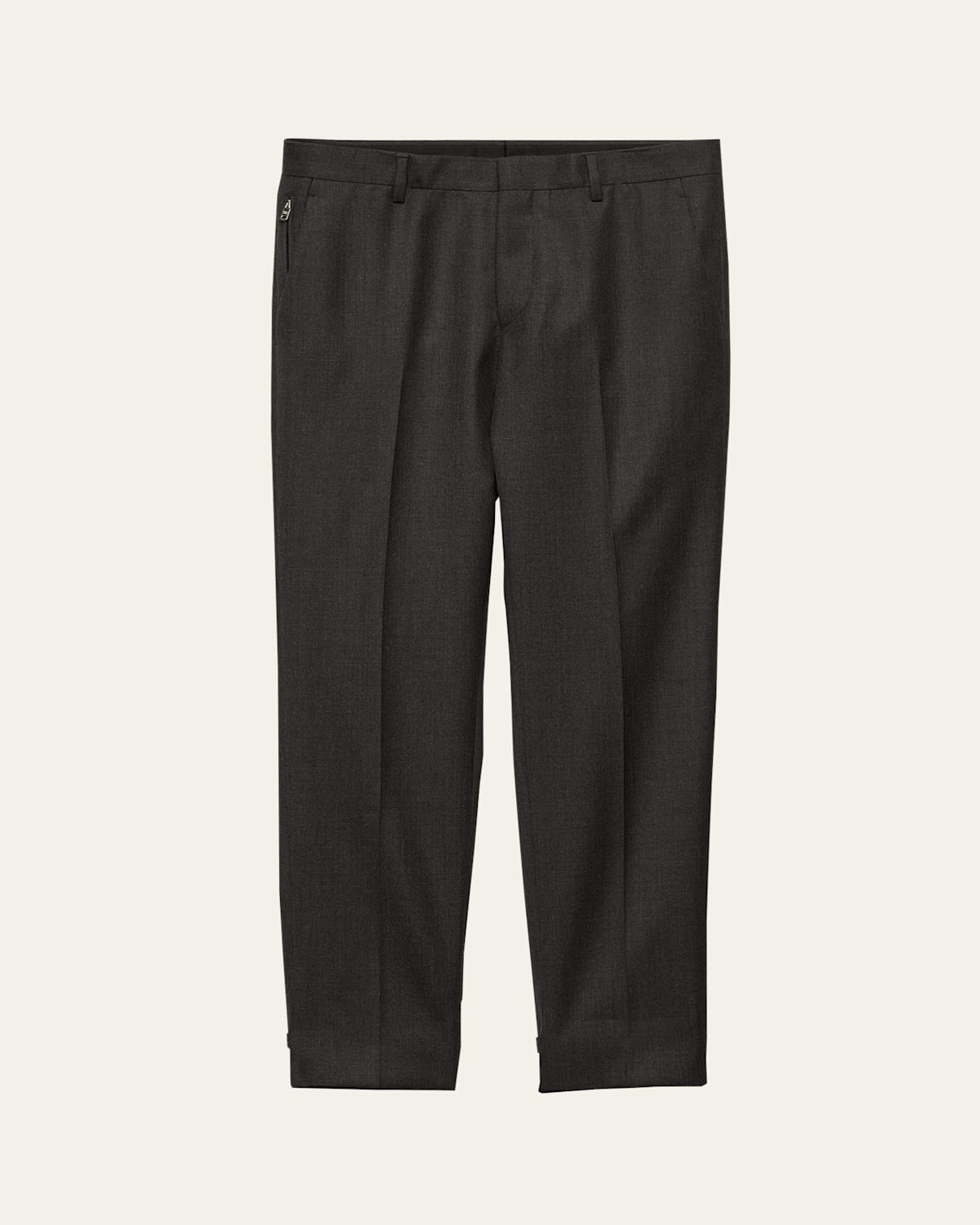 Prada Men's Wool Gabardine Tapered Pants In Gray