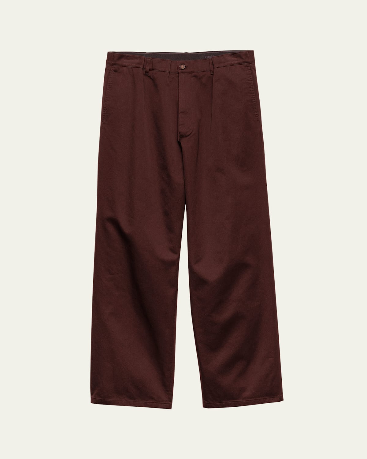 Prada Triangle-logo Cotton Trousers In Brown