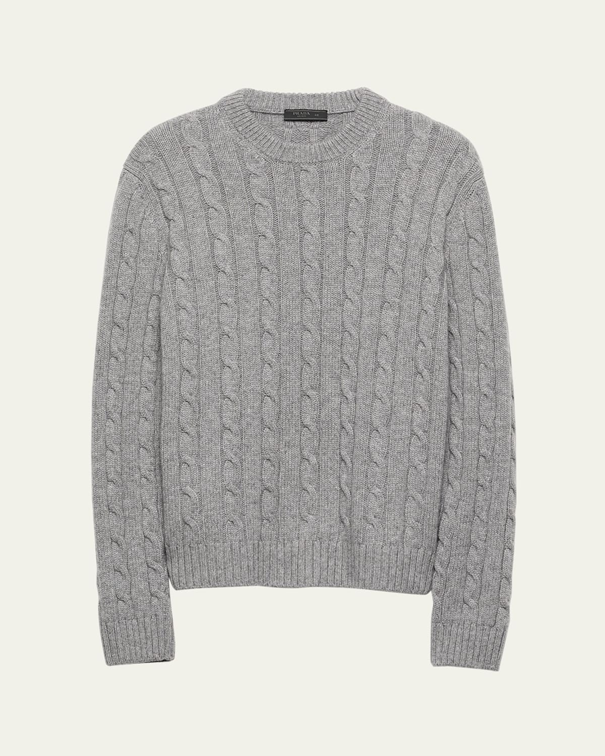 Men's Cashmere Cable Knit Crewneck Sweater
