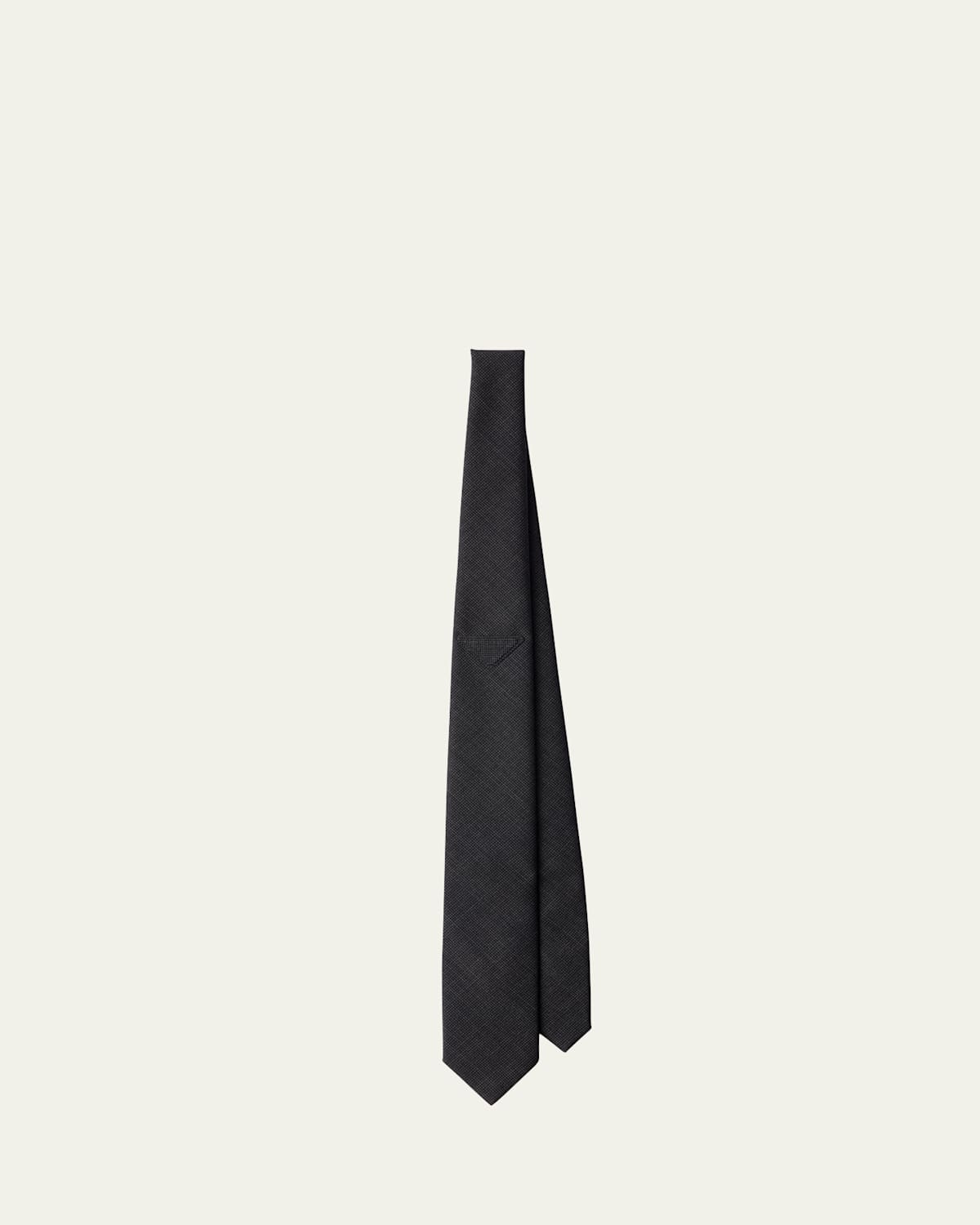 Prada Men's Tonal Plaid Wool-Blend Tie