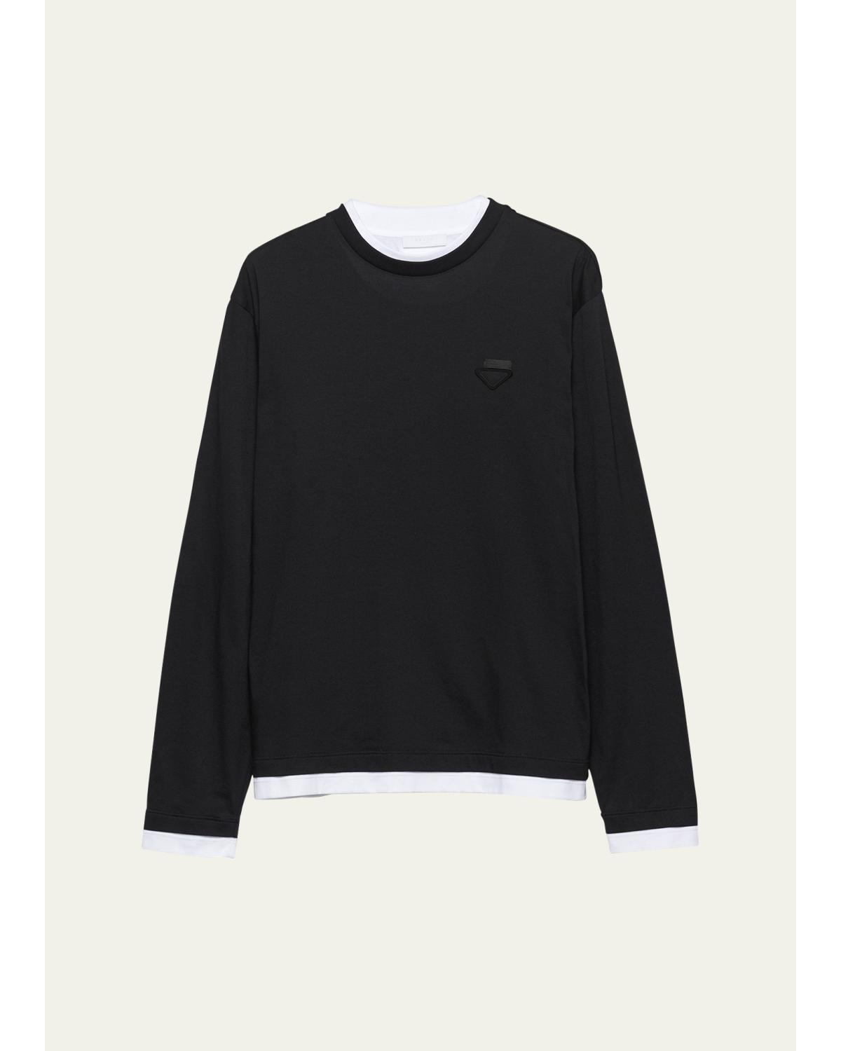 Men'S Tipped Cotton Long-Sleeve T-Shirt