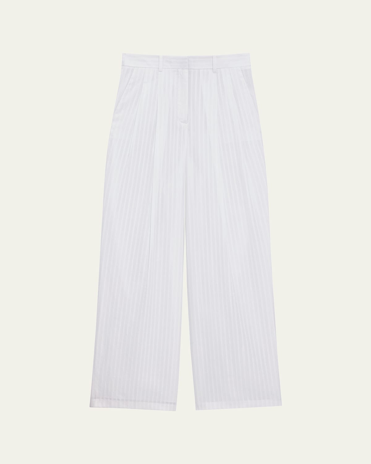 Theory Pinstripe Double-pleated Pants In White