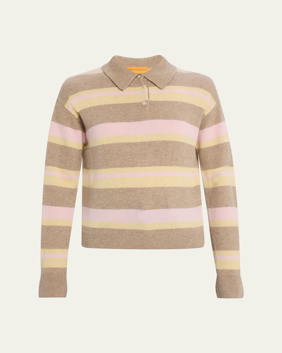 Guest In Residence Collegiate Striped Cashmere Polo In Brown