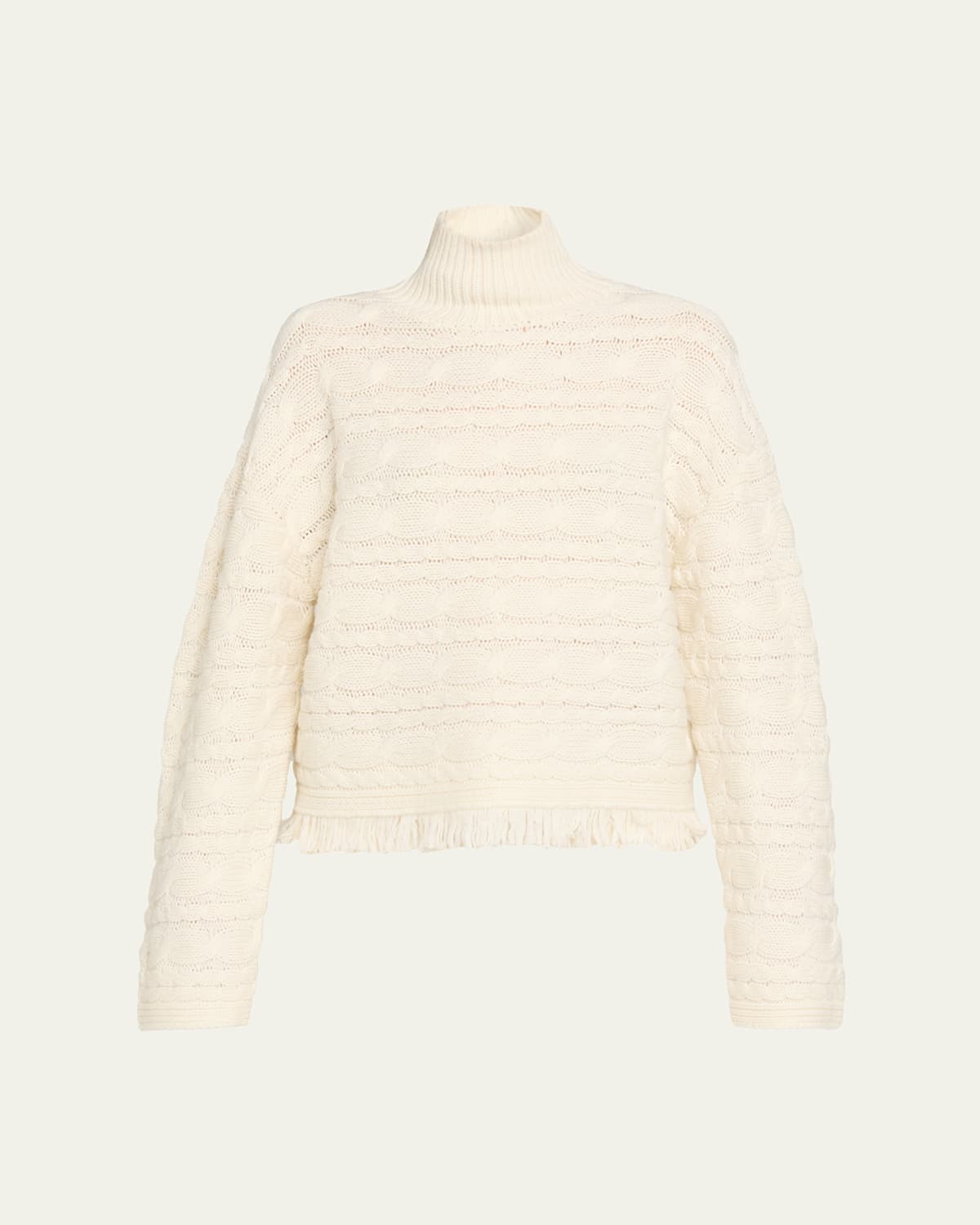 Guest In Residence Cropped Cable Turtleneck Sweater In White