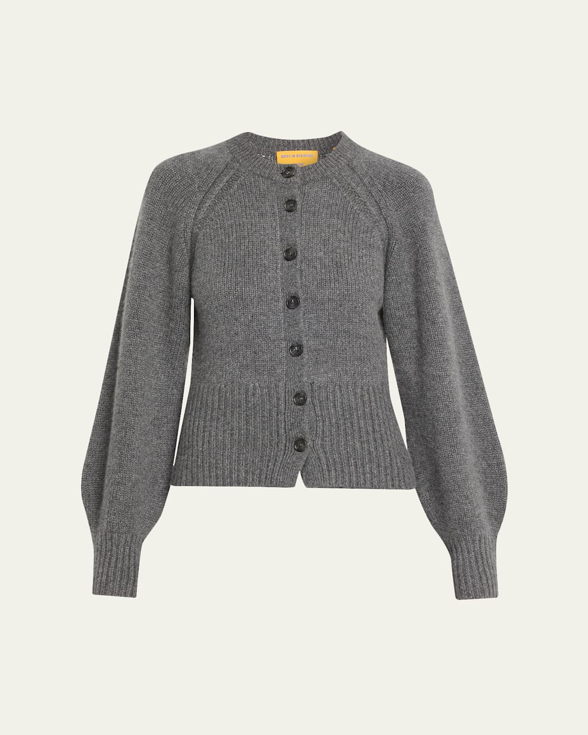 Guest In Residence Sculpted Crewneck Cashmere Cardigan In Gray