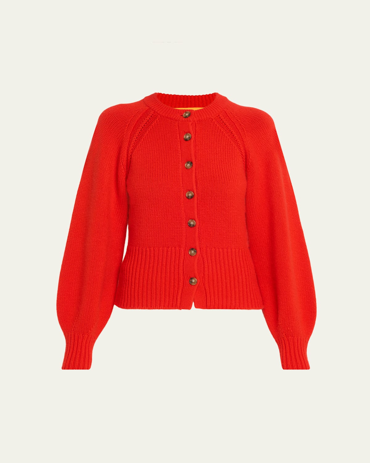 Guest In Residence Sculpted Crewneck Cashmere Cardigan In Red