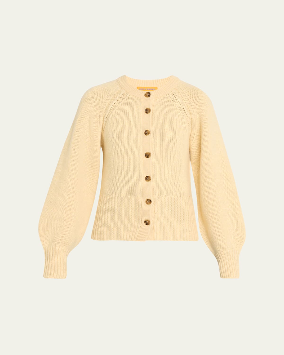 Guest In Residence Sculpted Crewneck Cashmere Cardigan In Yellow