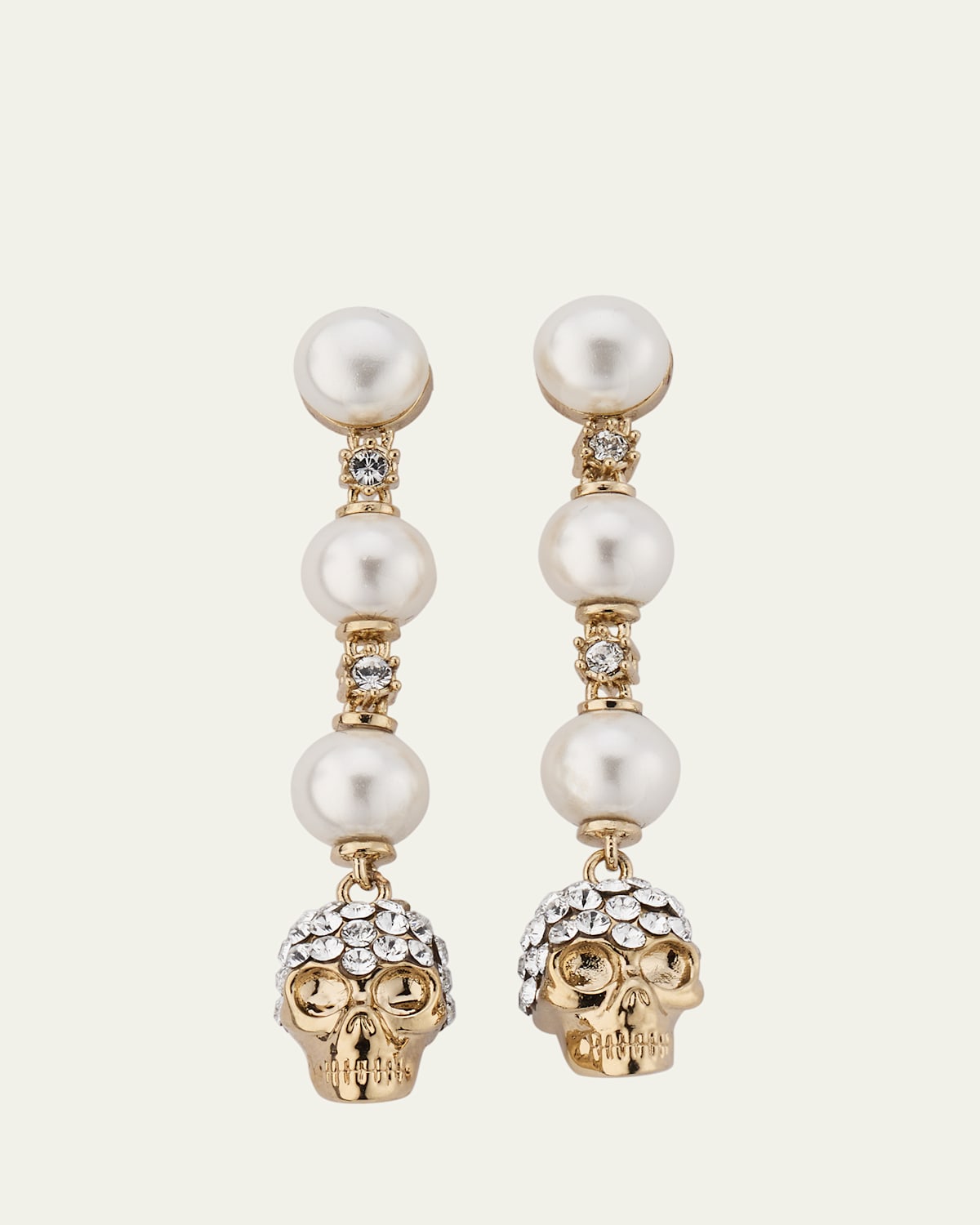 Pearly Skull Drop Earrings