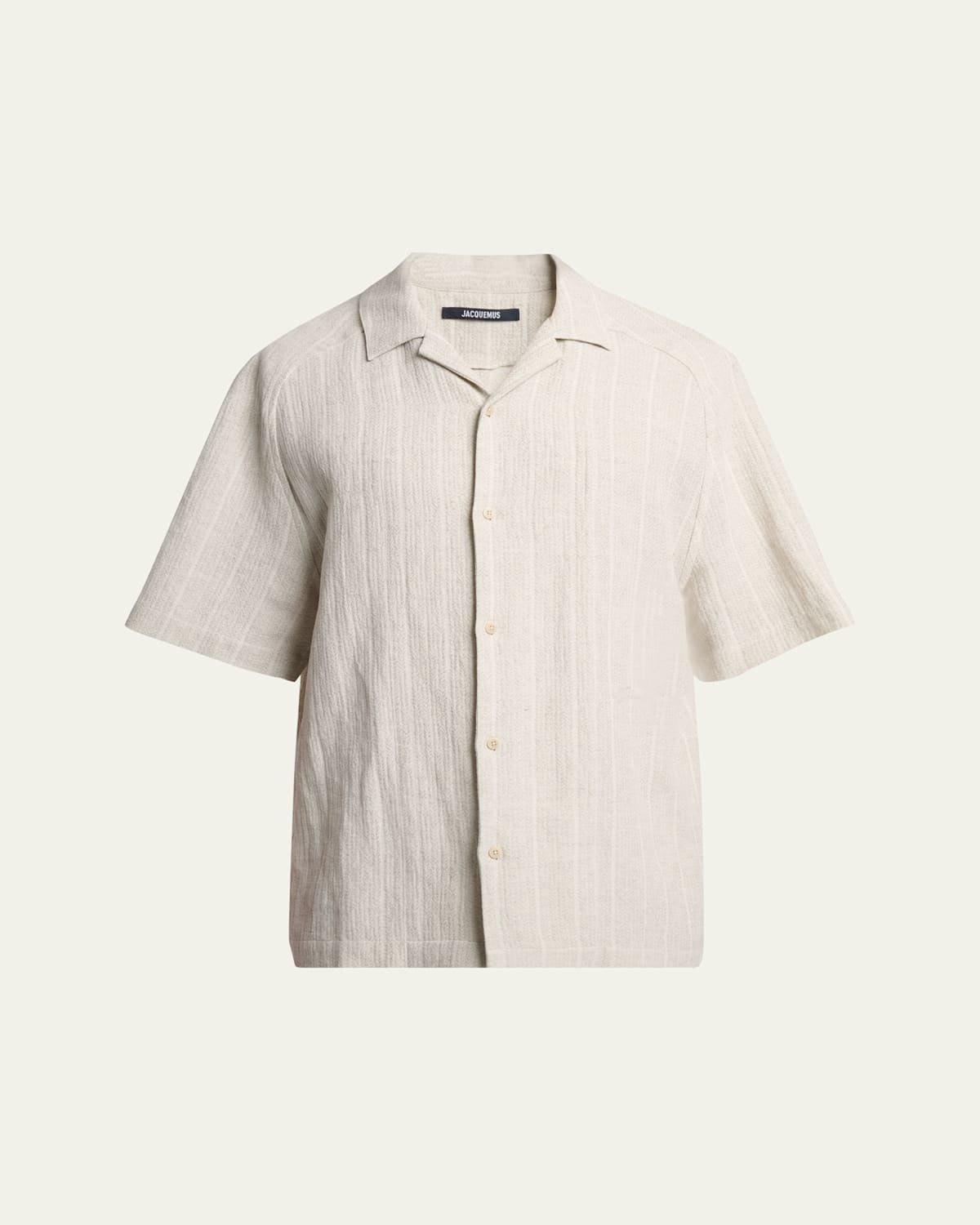 Jacquemus Men's Cotton And Linen Fonccio Camp Shirt In Neutral