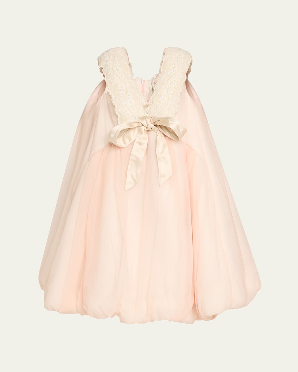 Marc Jacobs Runway Voluminous Lace-trim Organza Midi Dress In Multi