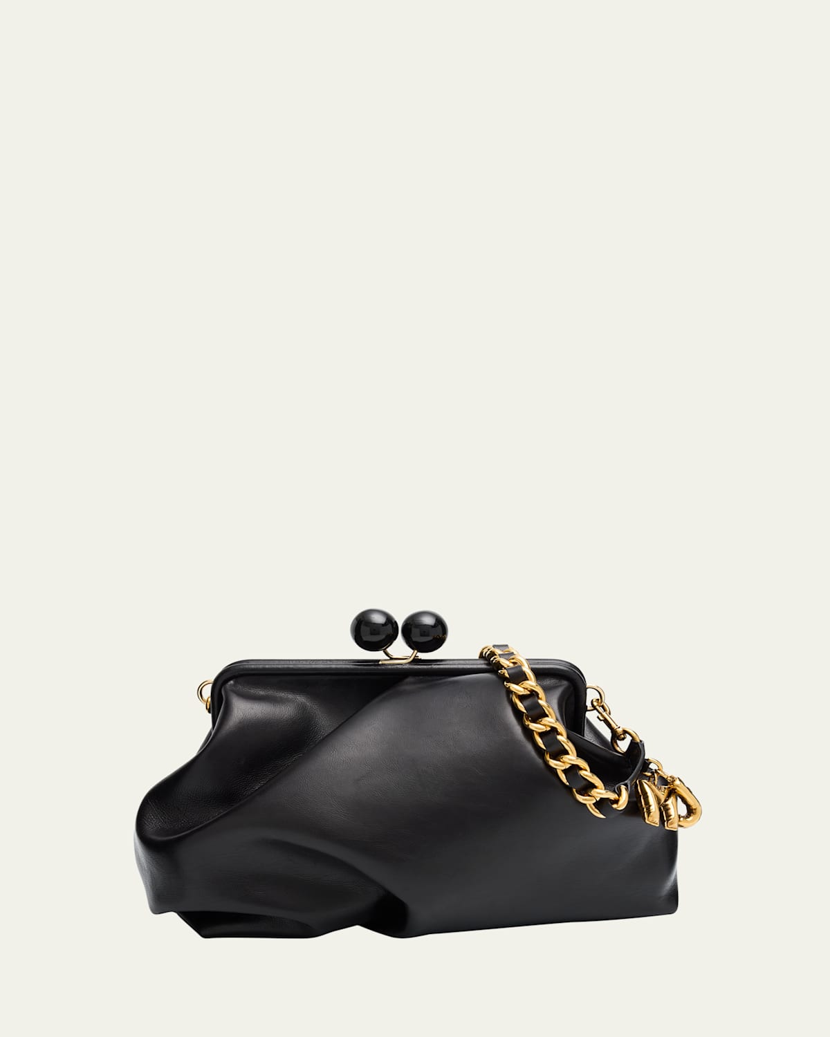 Marc Jacobs Runway The Frame Ruched Leather Top-handle Bag In Black