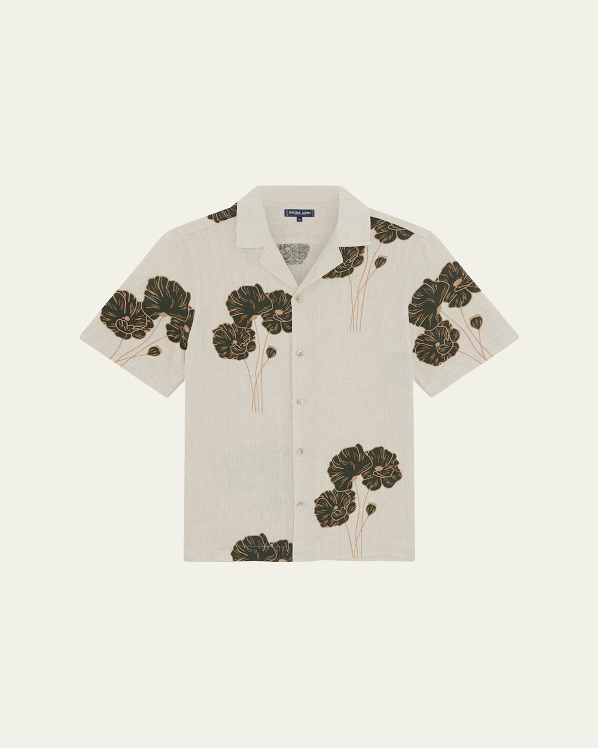 Frescobol Carioca Roberto Camp-collar Floral-print Linen Shirt In Neutral