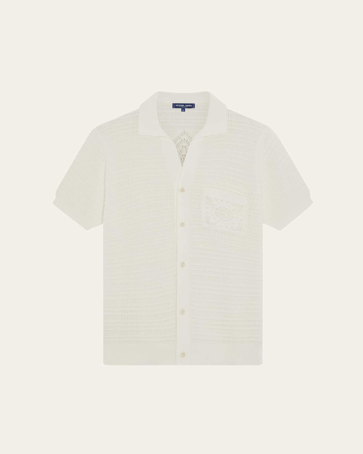 Frescobol Carioca Men's Crochet Stripe Short-sleeve Shirt In Gray