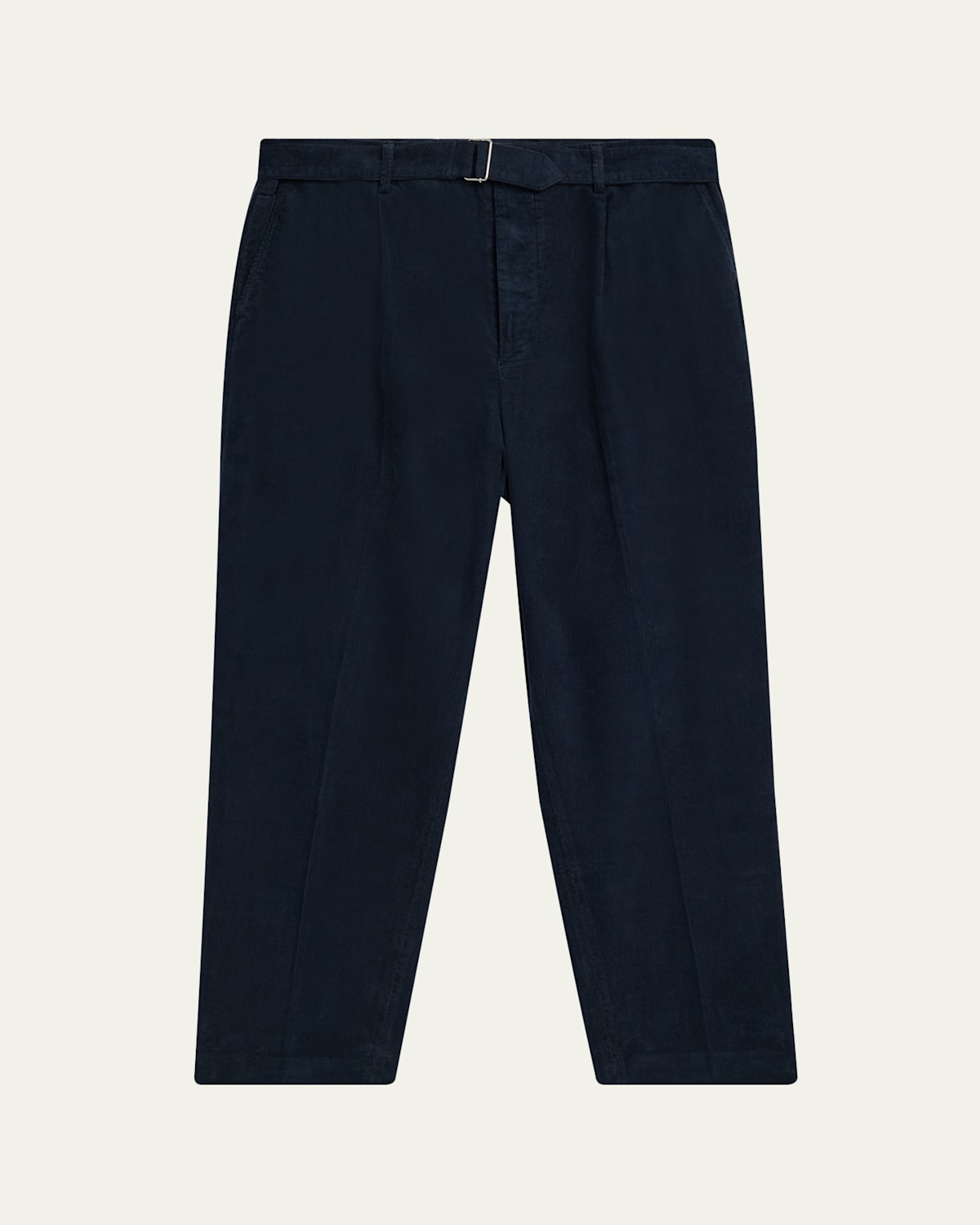 Officine Generale Men's Corduroy Self-belt Pleated Pants In Blue