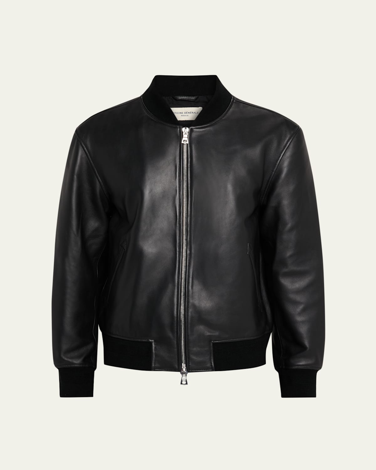 Men's Christo Full-Zip Leather Bomber Jacket