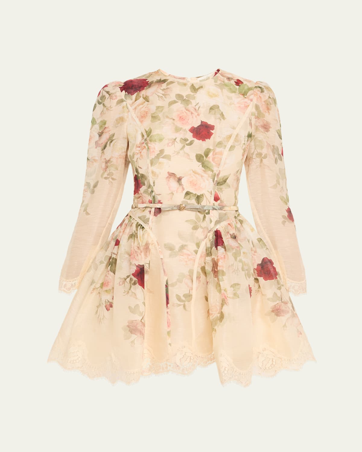Zimmermann Womens Cream Cascade Hypnotic Lace Linen And Silk Mini Dress In Multi