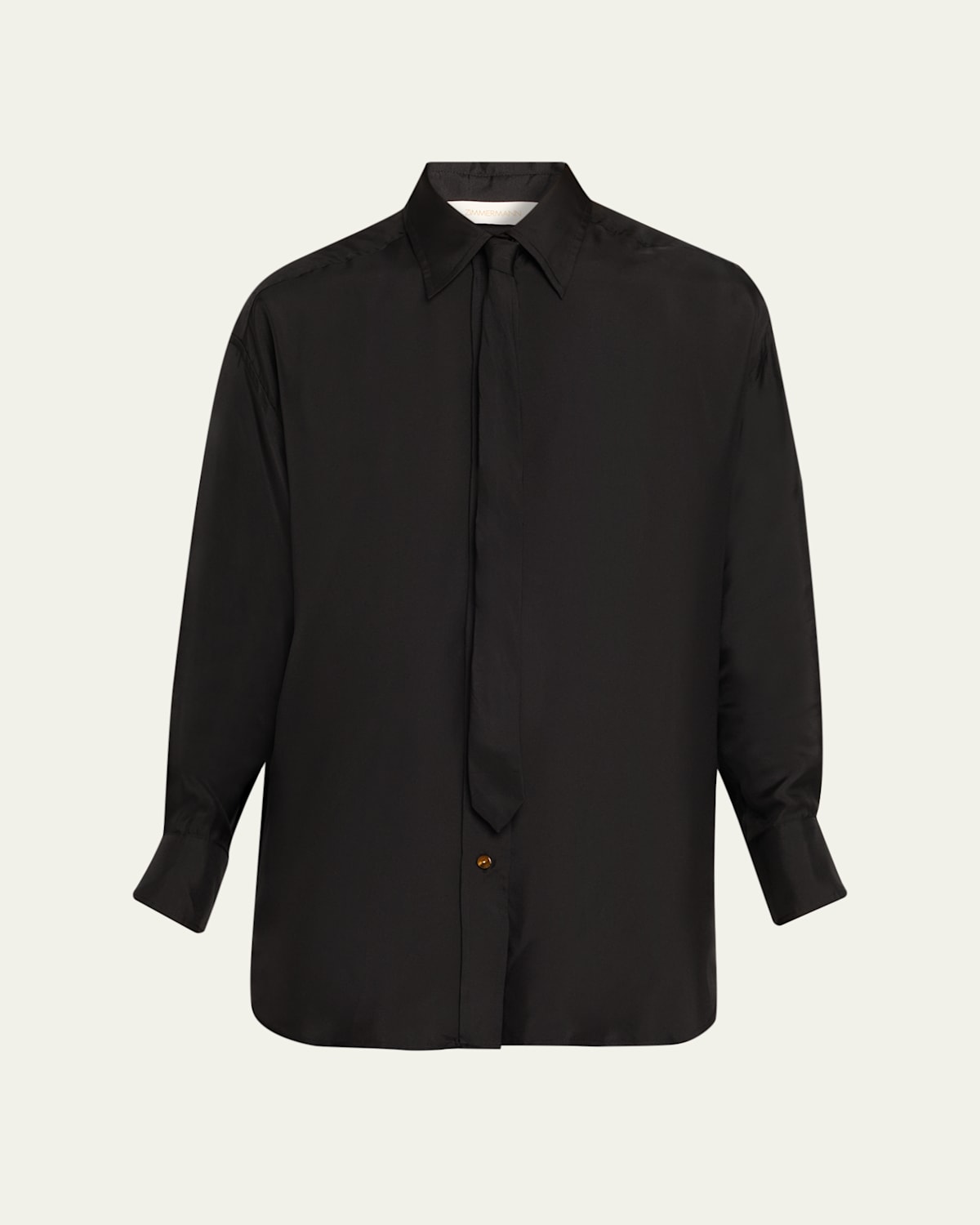 Zimmermann Relaxed Long-sleeve Tie Shirt In Black