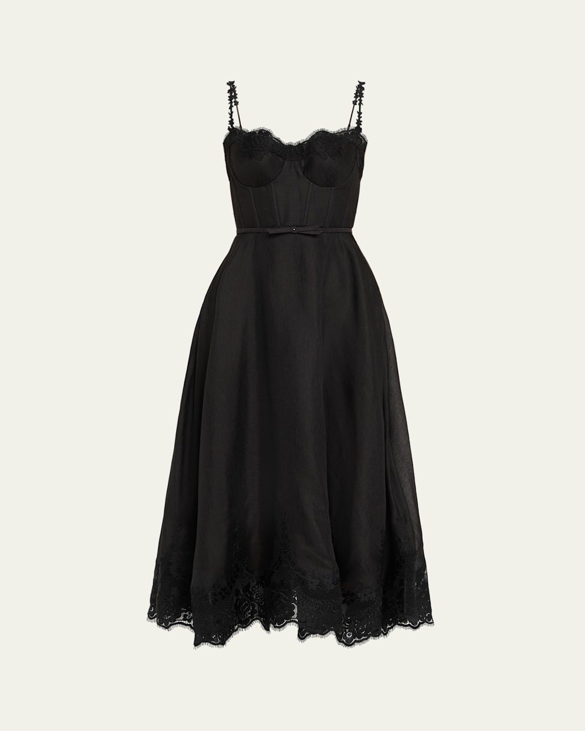 Zimmermann Lace-trim Corset Picnic Dress In Black