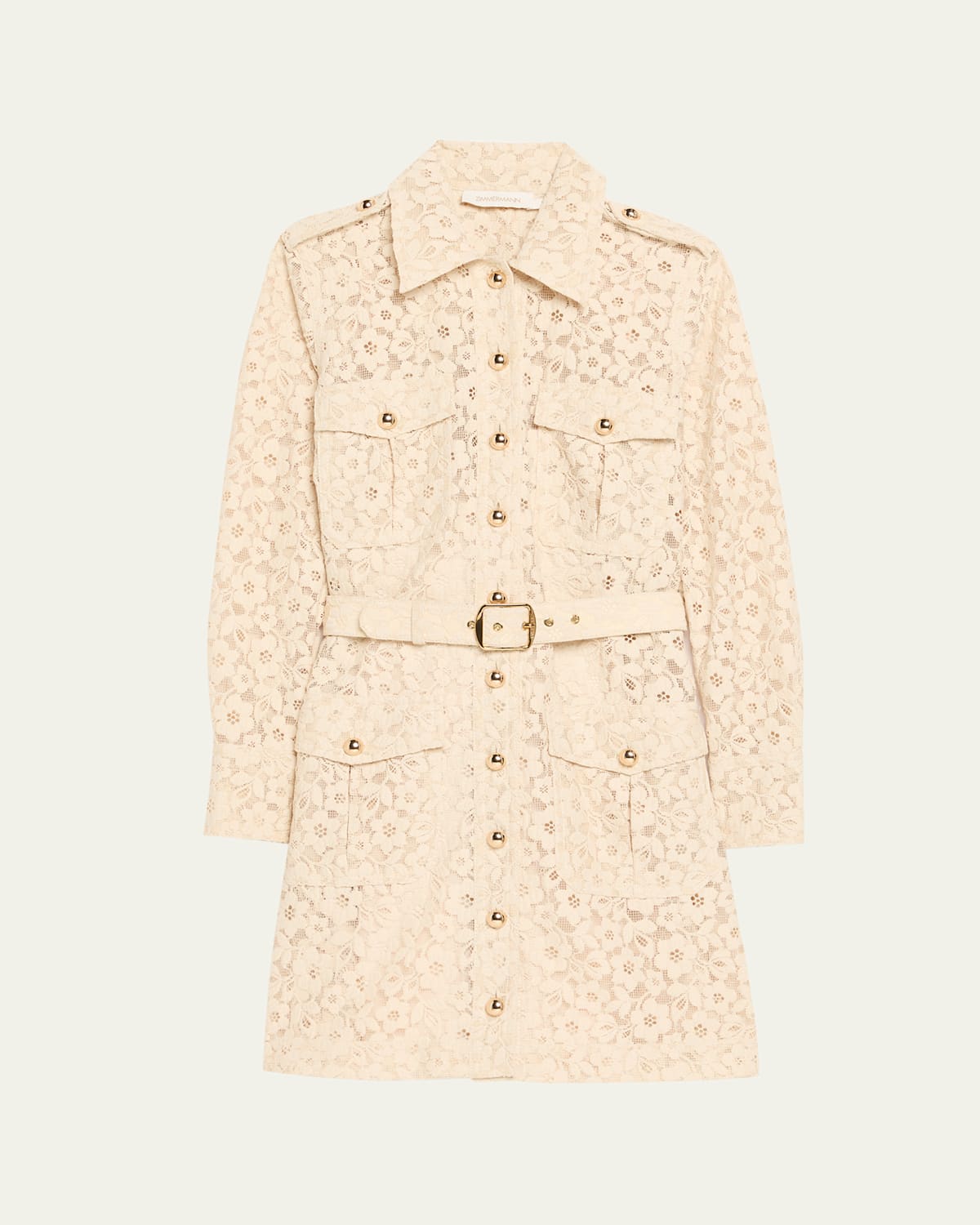 Zimmermann Lace Utility Shirtdress In Neutral
