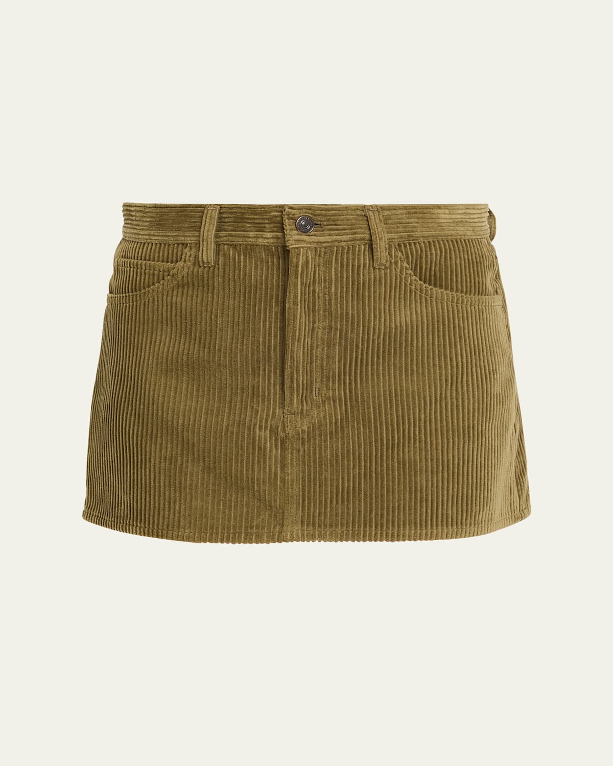 Frame The Corduroy Mini Skirt In Green