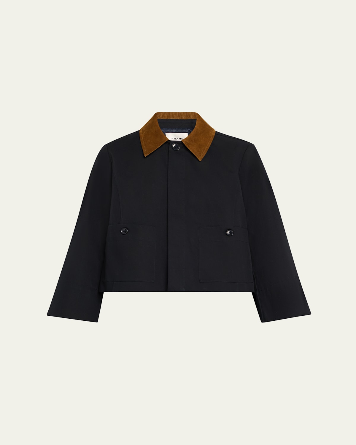 Frame Corduroy-trimmed Cotton-twill Jacket In Blue
