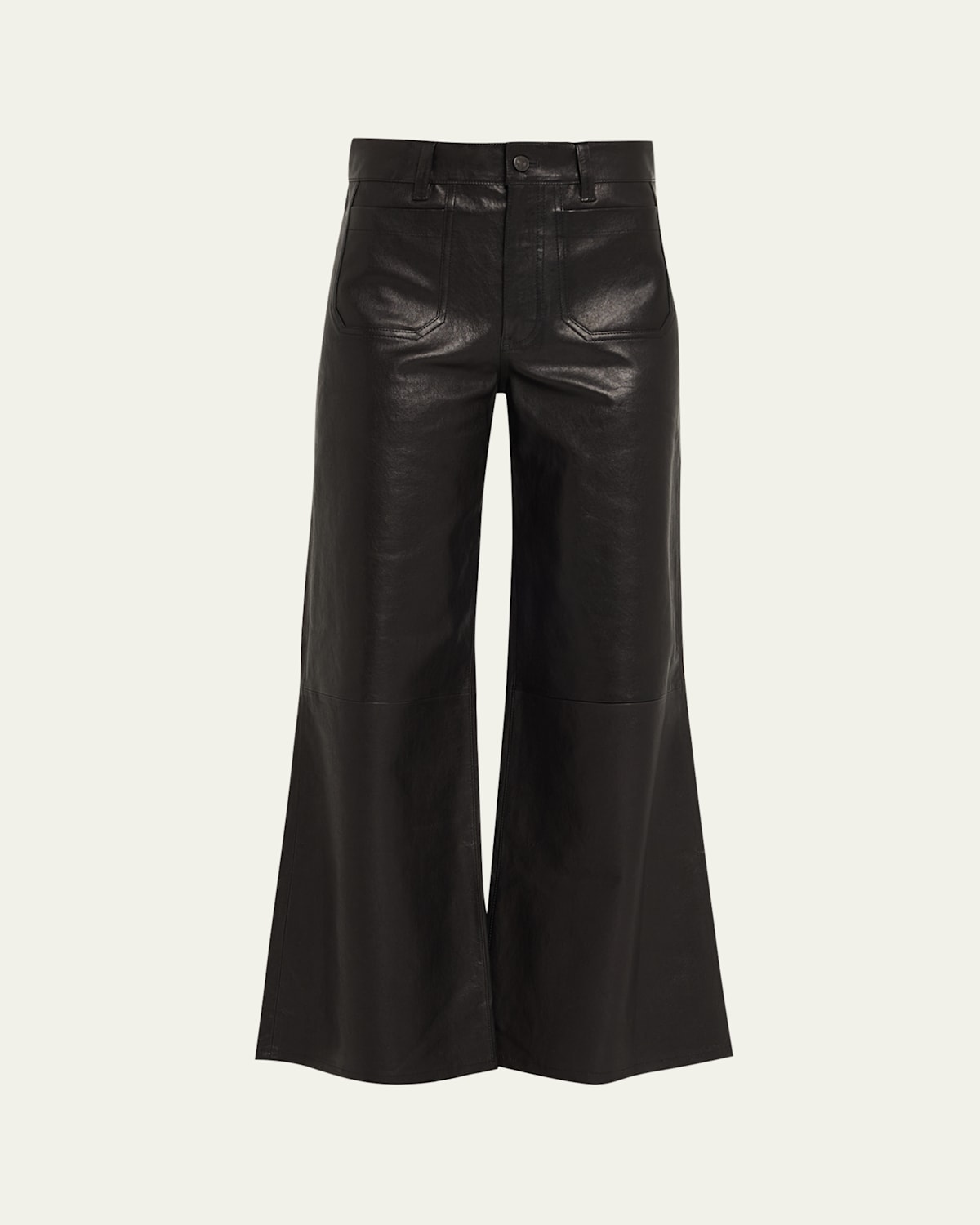 Frame Le Slim Palazzo Modernist Pocket Leather Jeans In Black