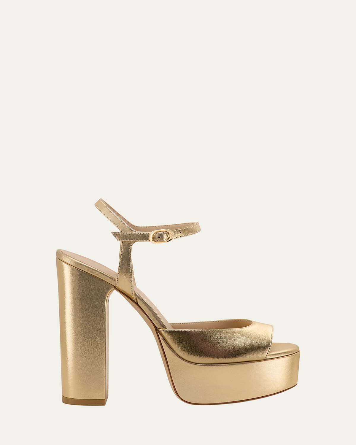 Stuart Weitzman Dayna Boost Metallic Leather Platform Sandals In Gold