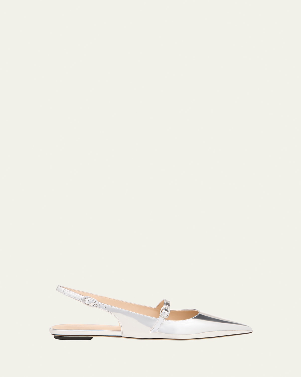 Stuart Weitzman Emilia Mary Jane Slingback Ballerina Flats In Silver