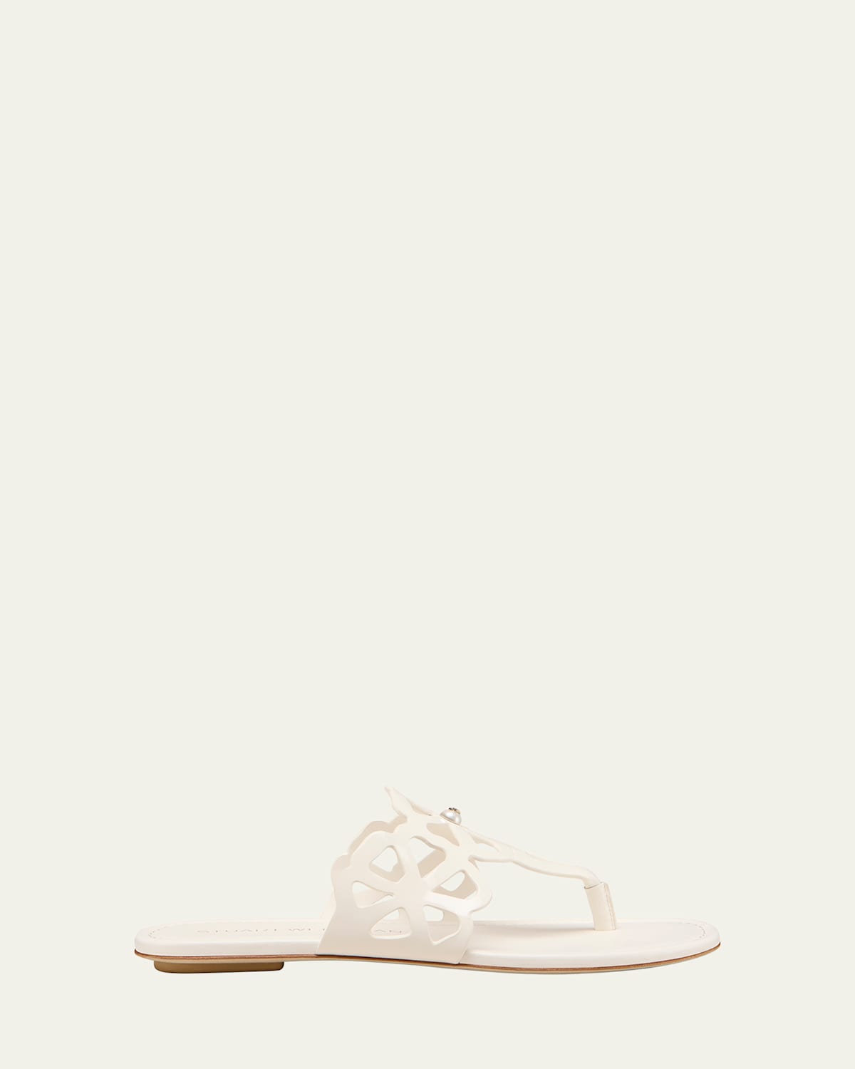 Stuart Weitzman Jasmine Patent Cutout Thong Sandals In White