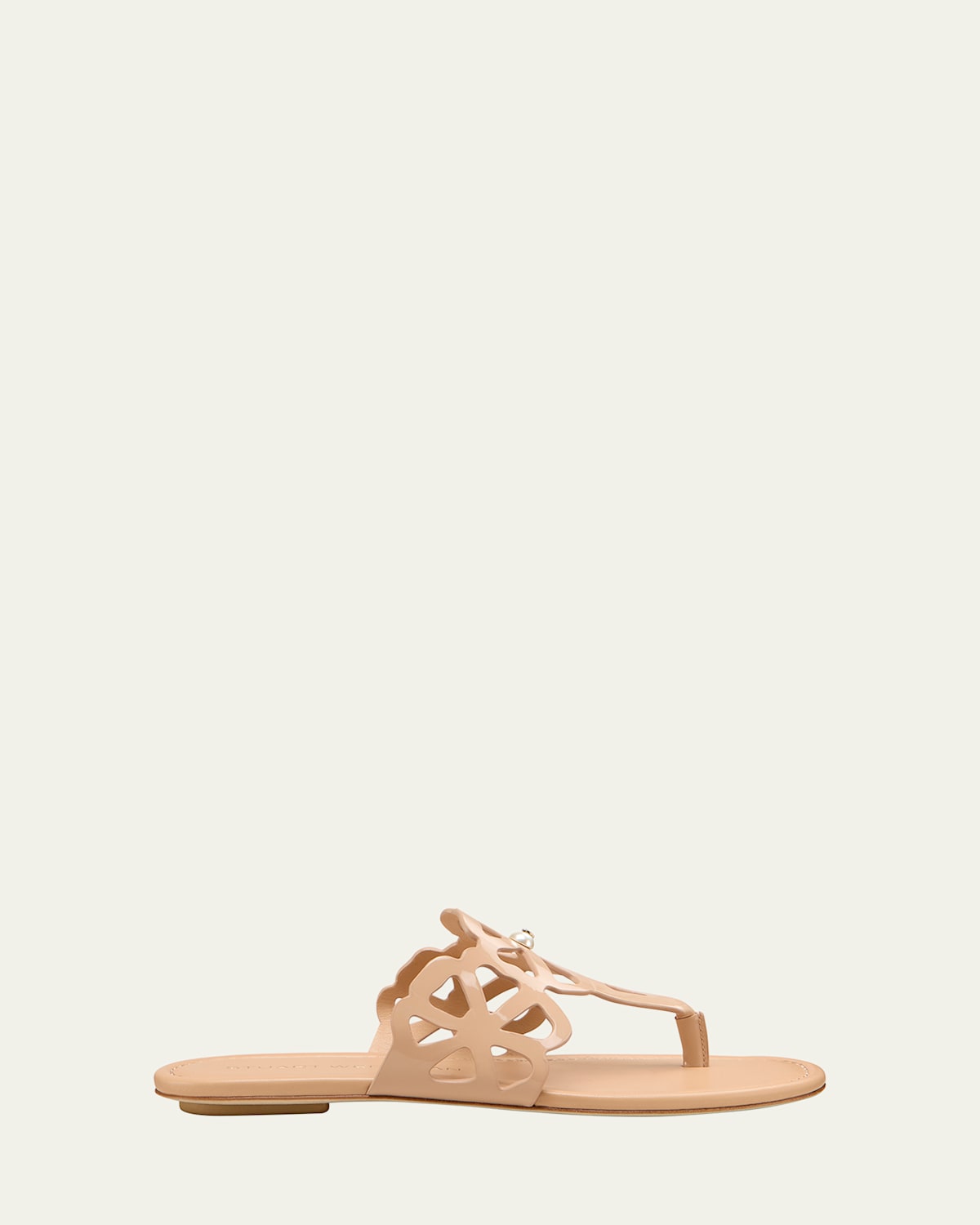 Stuart Weitzman Jasmine Patent Cutout Thong Sandals In Brown