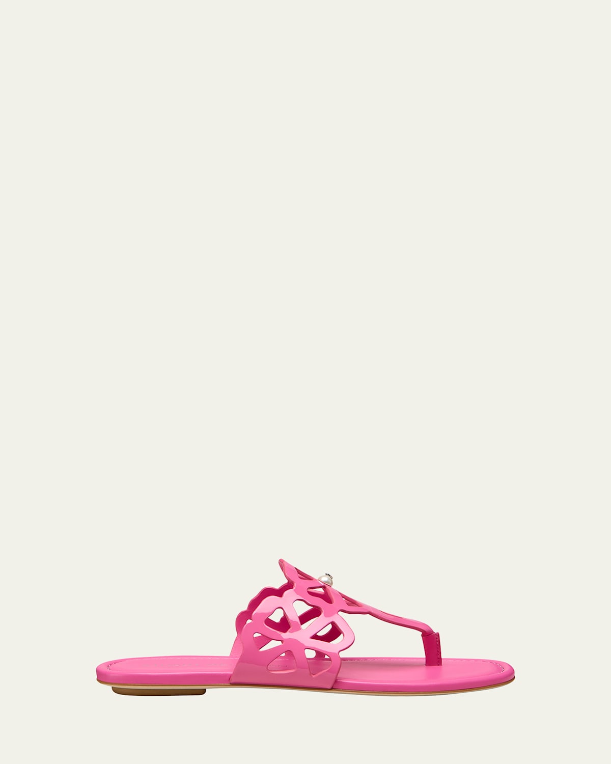 Stuart Weitzman Jasmine Patent Cutout Thong Sandals