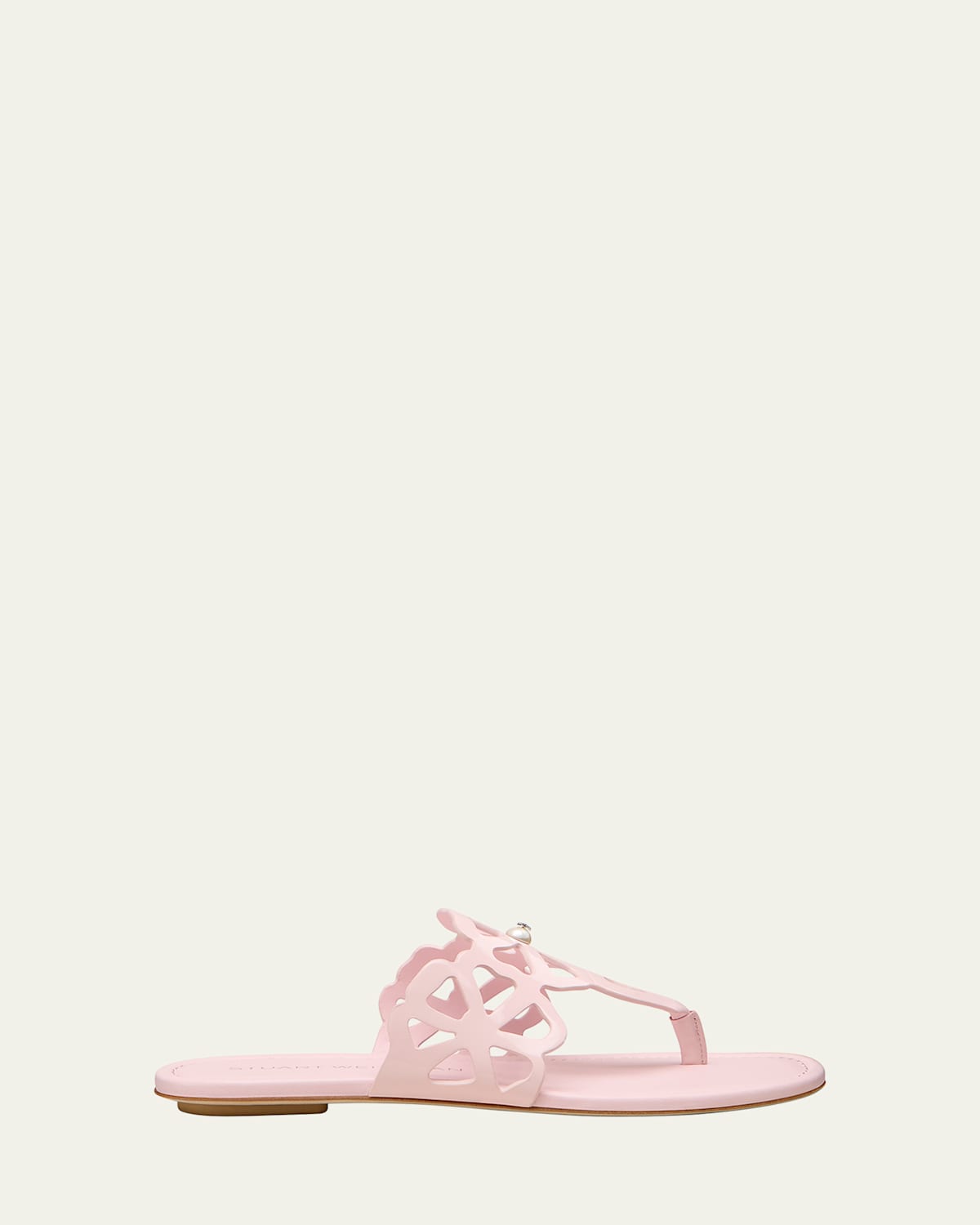 Stuart Weitzman Jasmine Patent Cutout Thong Sandals In Pink
