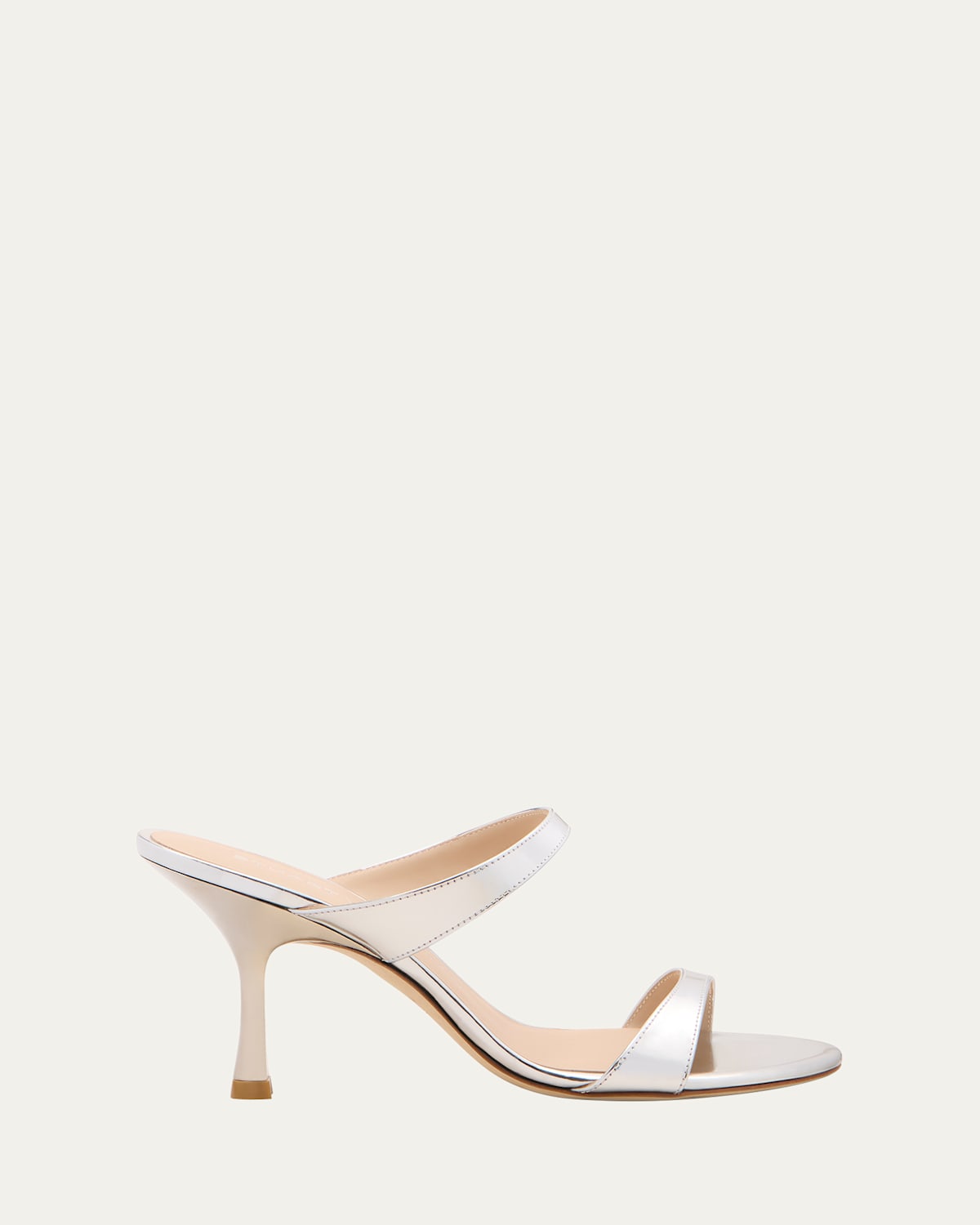 Stuart Weitzman Nudist Metallic Leather Slide Sandals In Silver