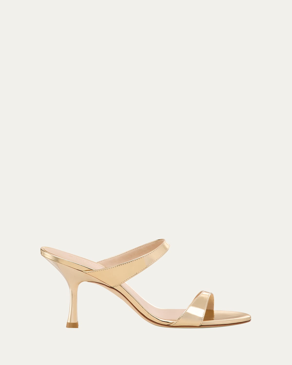 Stuart Weitzman Nudist Metallic Leather Slide Sandals In Silver