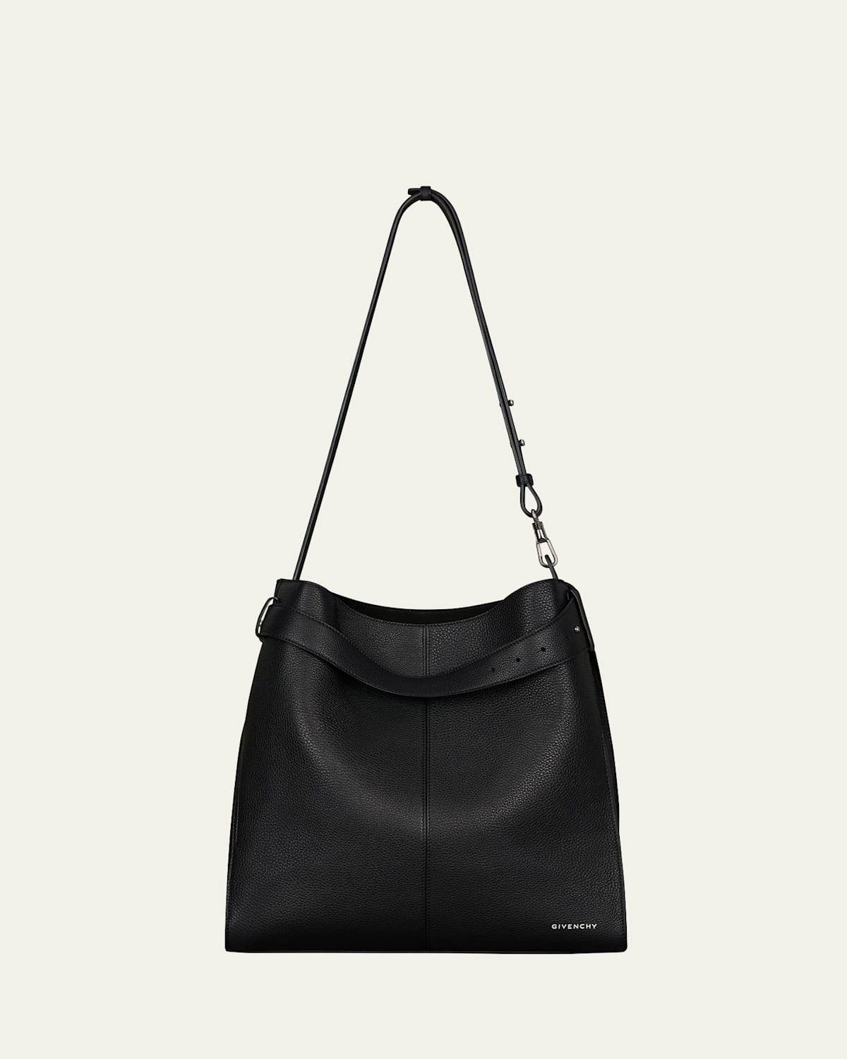 Men's Medium Belted Grained Leather Shoulder Bag
