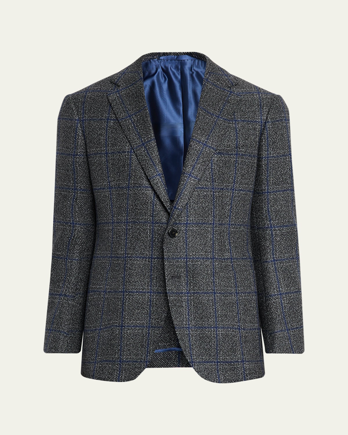 Cesare Attolini Men's Windowpane Wool Two-button Jacket In Gray