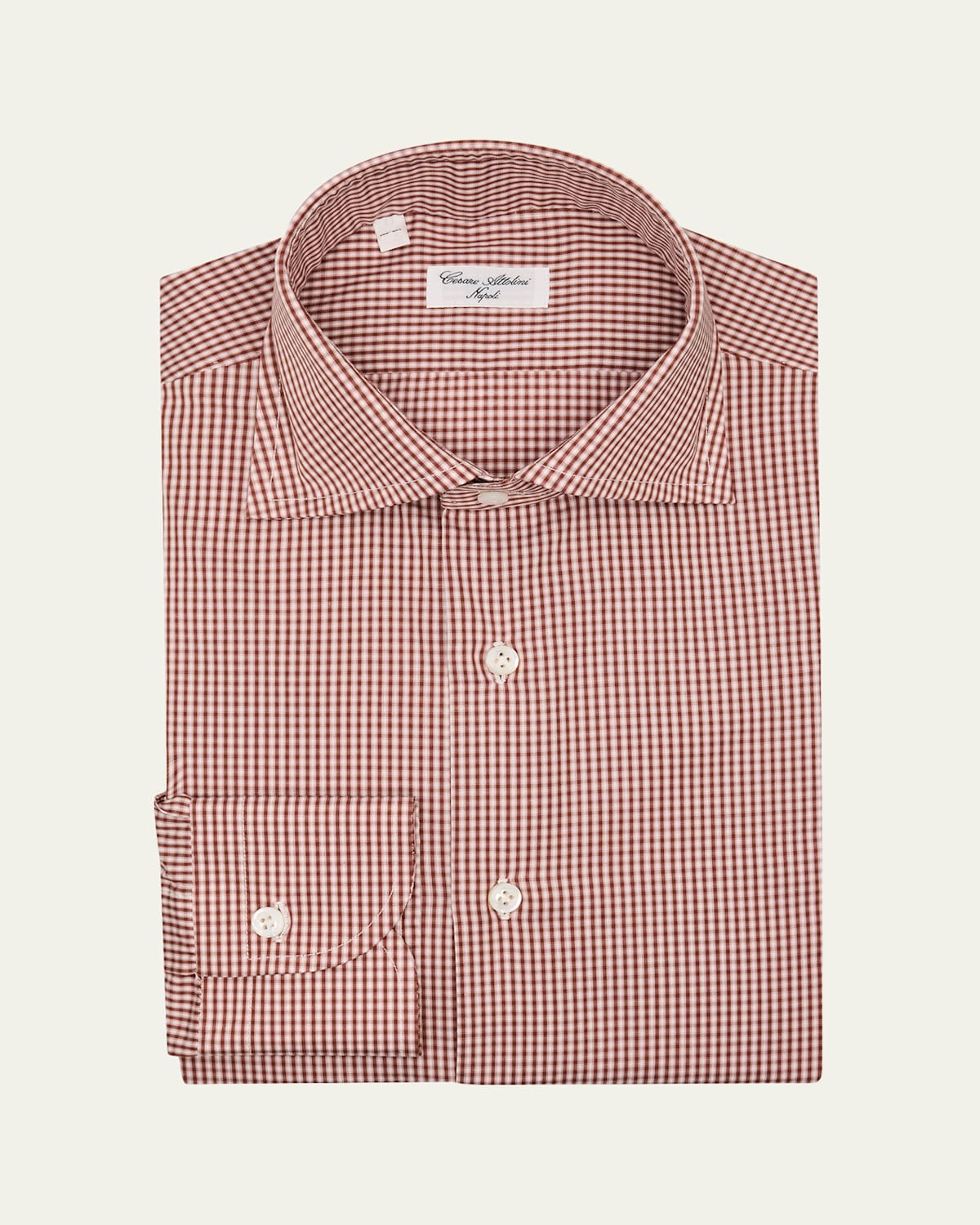 Cesare Attolini Men 's Cotton Micro-Check Spread Collar Dress Shirt