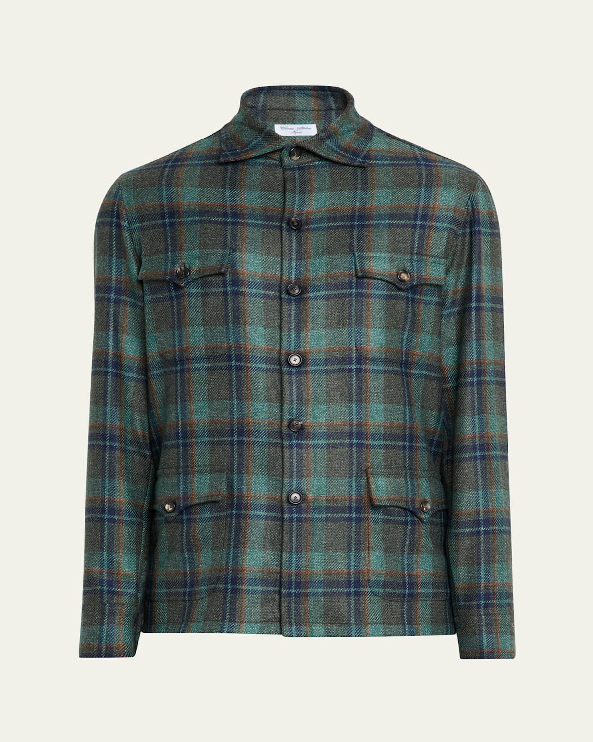 Cesare Attolini Men's Cashmere Plaid Four-pocket Overshirt In Multi