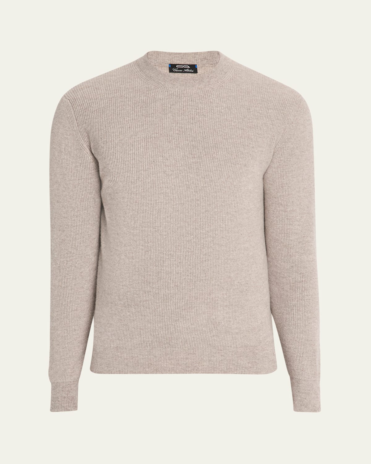 Cesare Attolini Men's Cashmere Melange Rib Crewneck Sweater In Brown