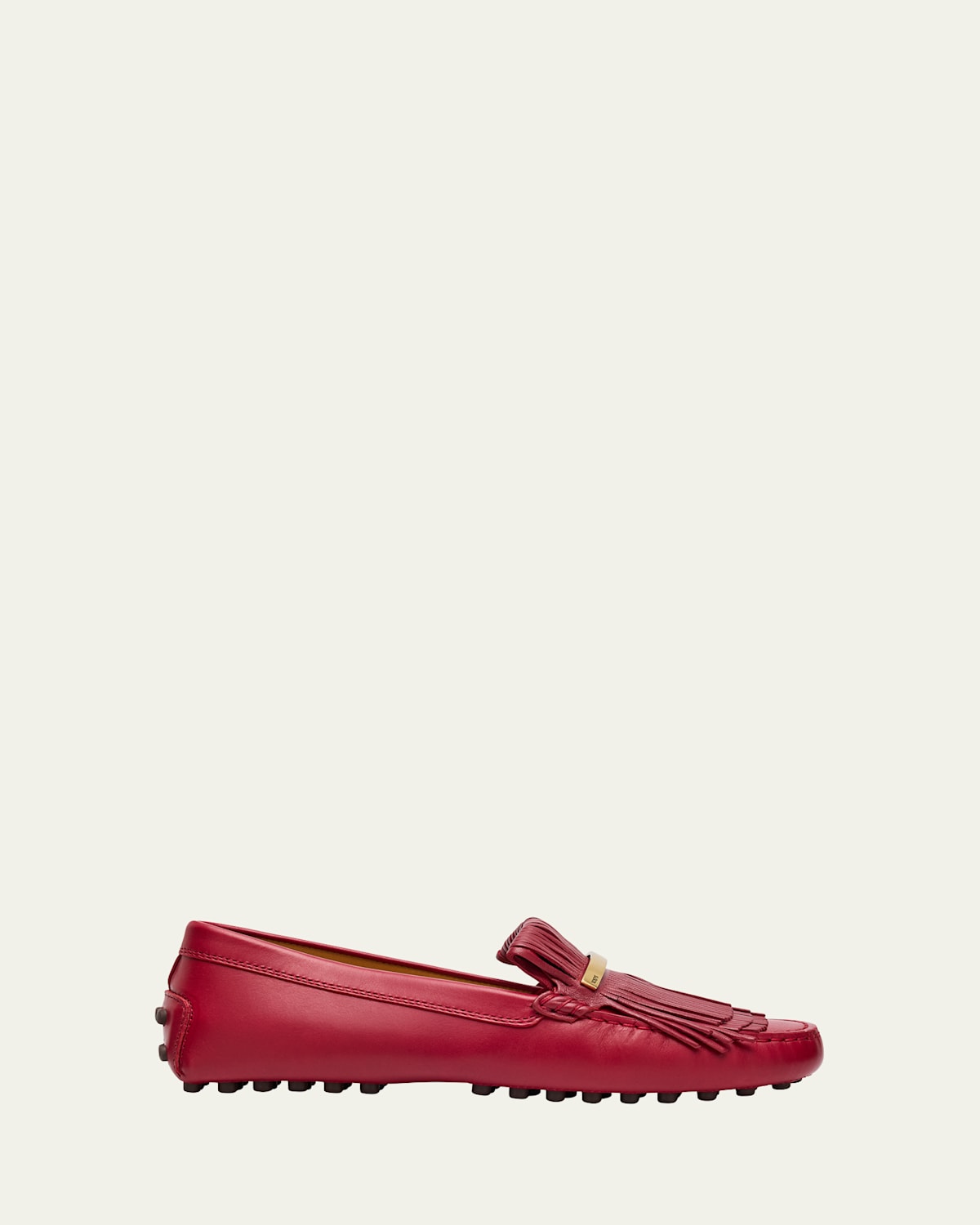 Tod's Men's Napa Leather Fringe Driving Shoes In Red