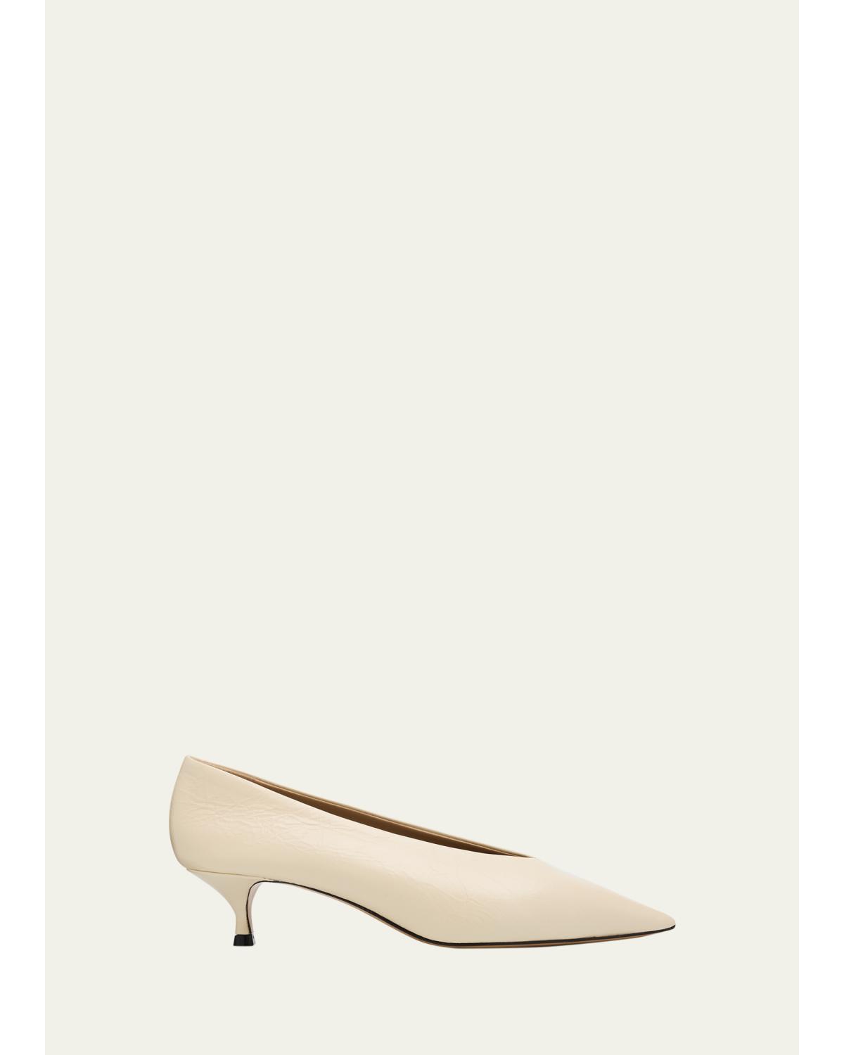 50mm Babouche Leather Kitten-Heel Pumps