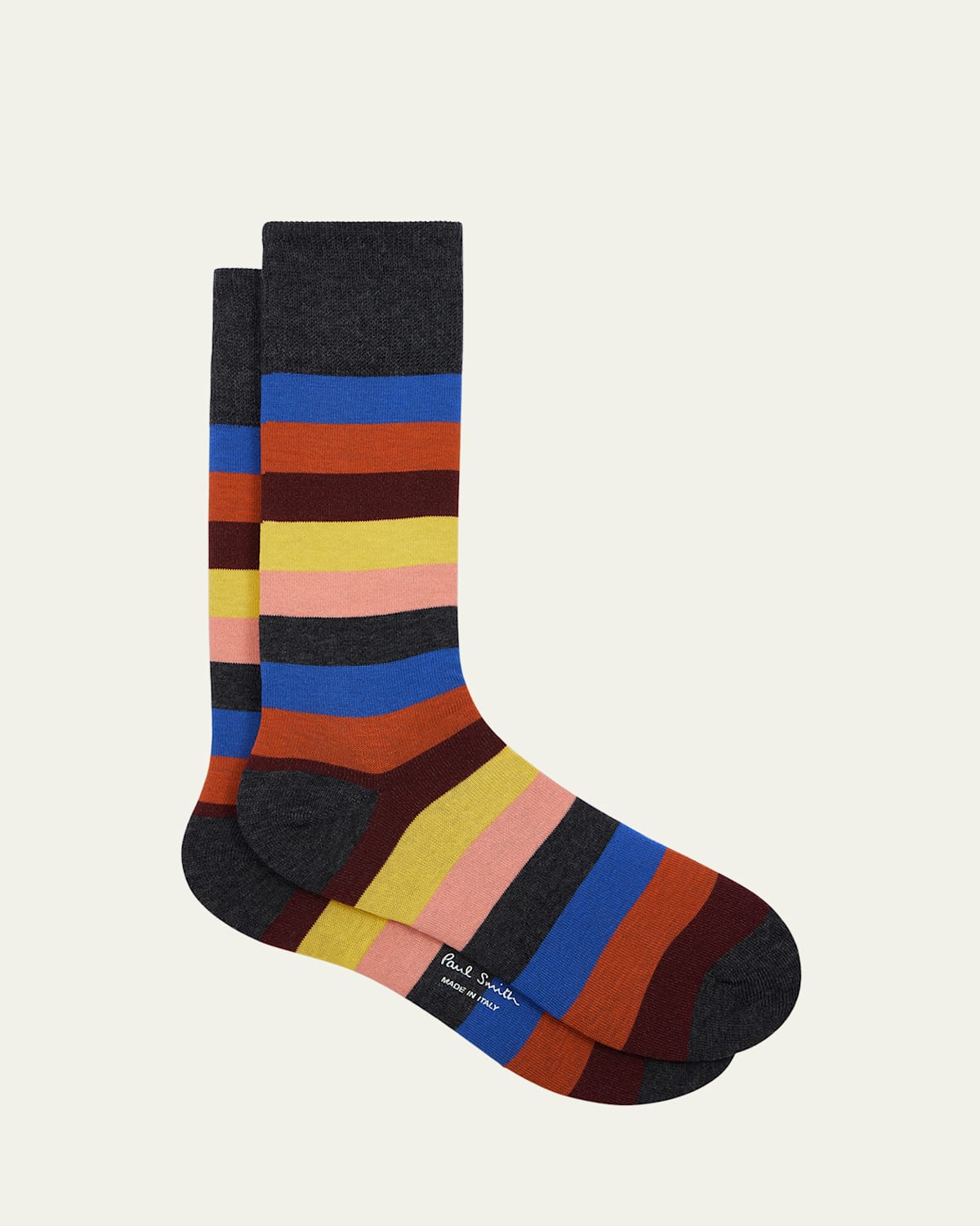 Paul Smith Black Cotton-blend Multicolour Stripe Socks In Multi