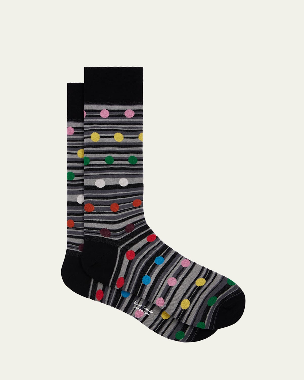 Paul Smith Men's Kinsley Polka Dot Overlay Signature Stripe Crew Socks