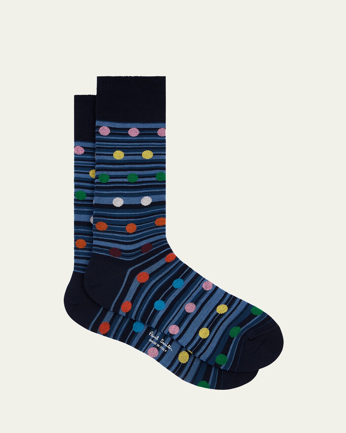 Paul Smith Men's Kinsley Polka Dot Overlay Signature Stripe Crew Socks