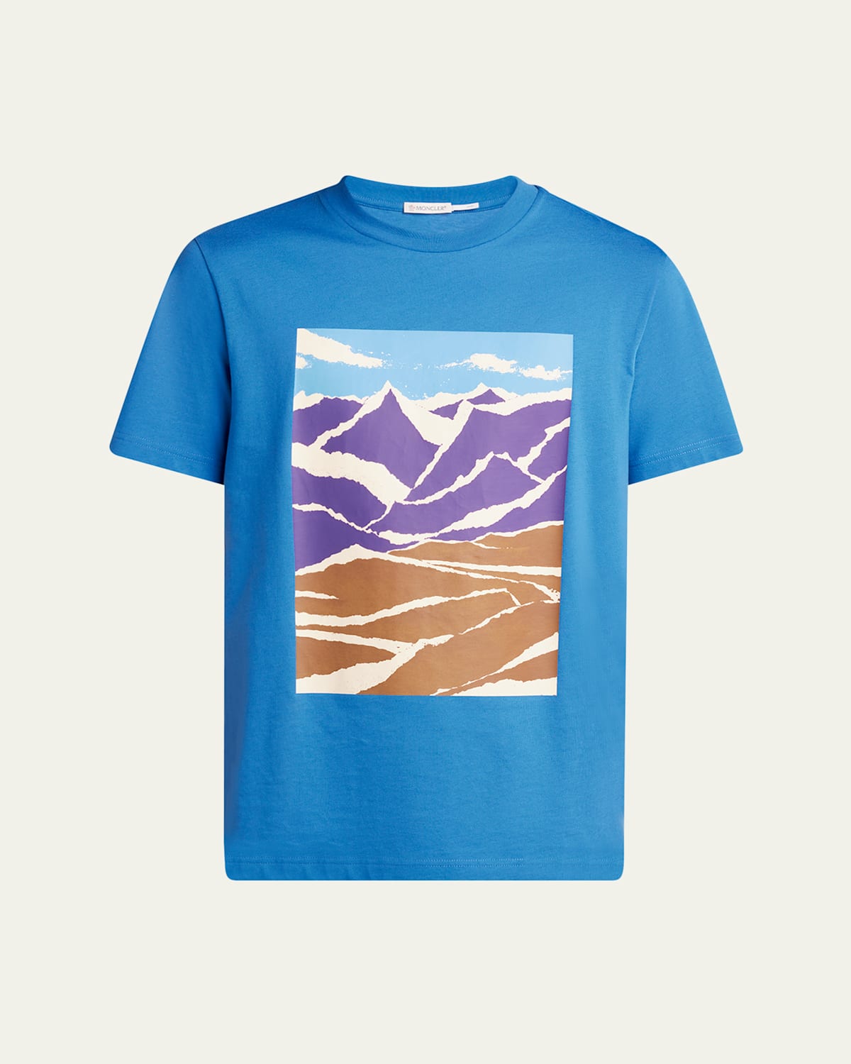 Moncler Men's Cotton Landscape-print Graphic T-shirt In Blue