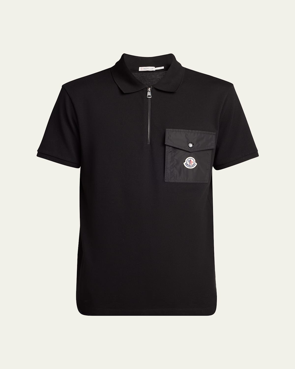 Moncler Cotton Piquet Polo Shirt With Pocket Clothing In Black