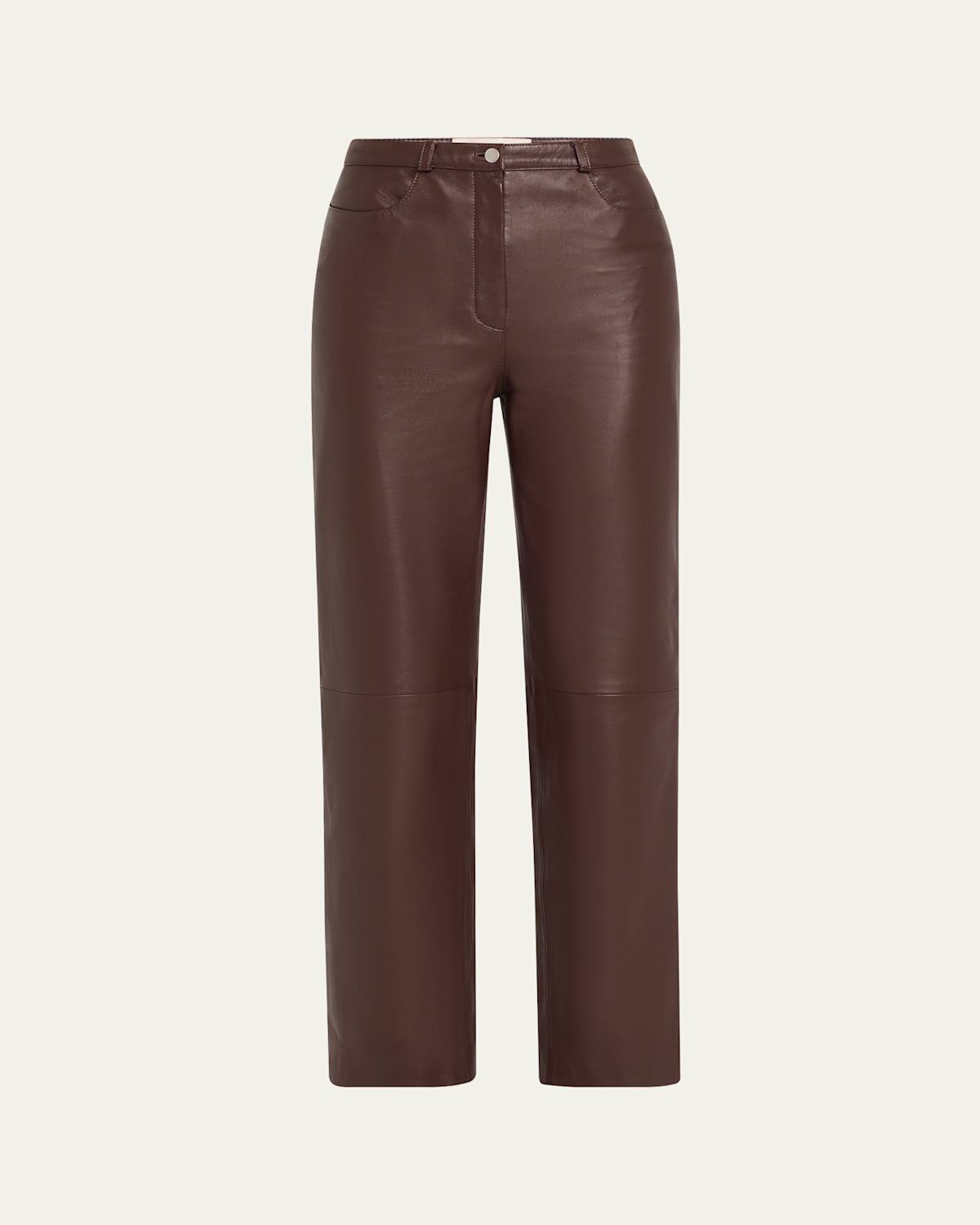 Loulou Studio Cobe Leather Straight-leg Pants In Brown